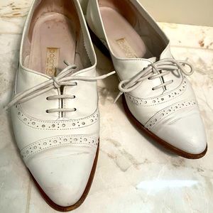 Womens cream leather Oxford Dress Flats